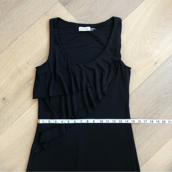 ⭐️Calvin Klein⭐️Black 54" Long Maxi Sleeveless Ruched Beach Evening Dress Size 6 - Picture 13 of 16